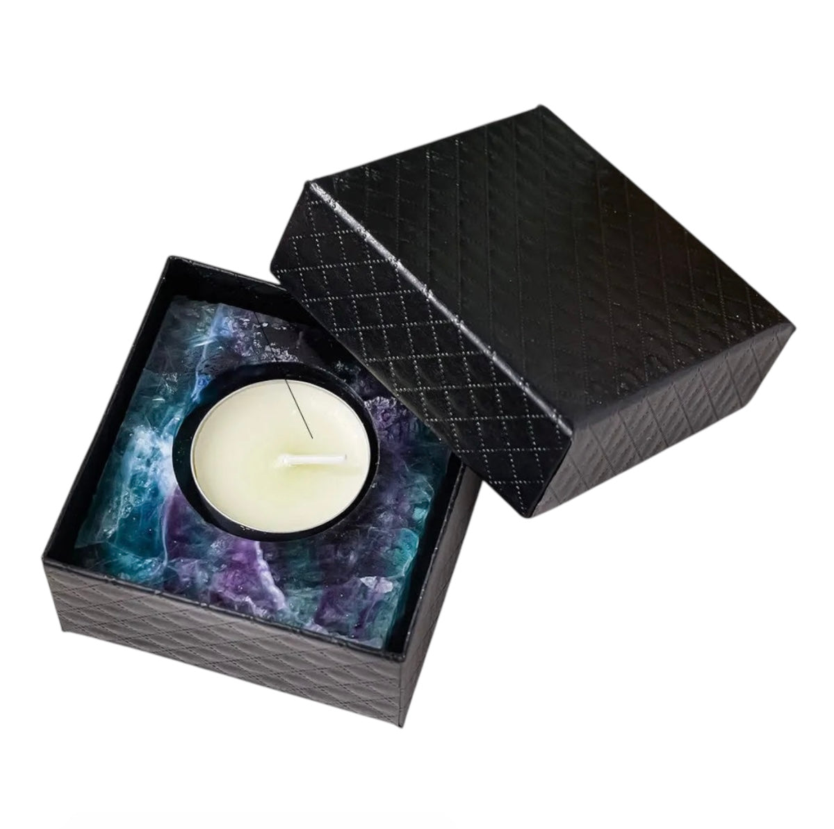 004 - Natural Crystal Stone Square Candle Holder