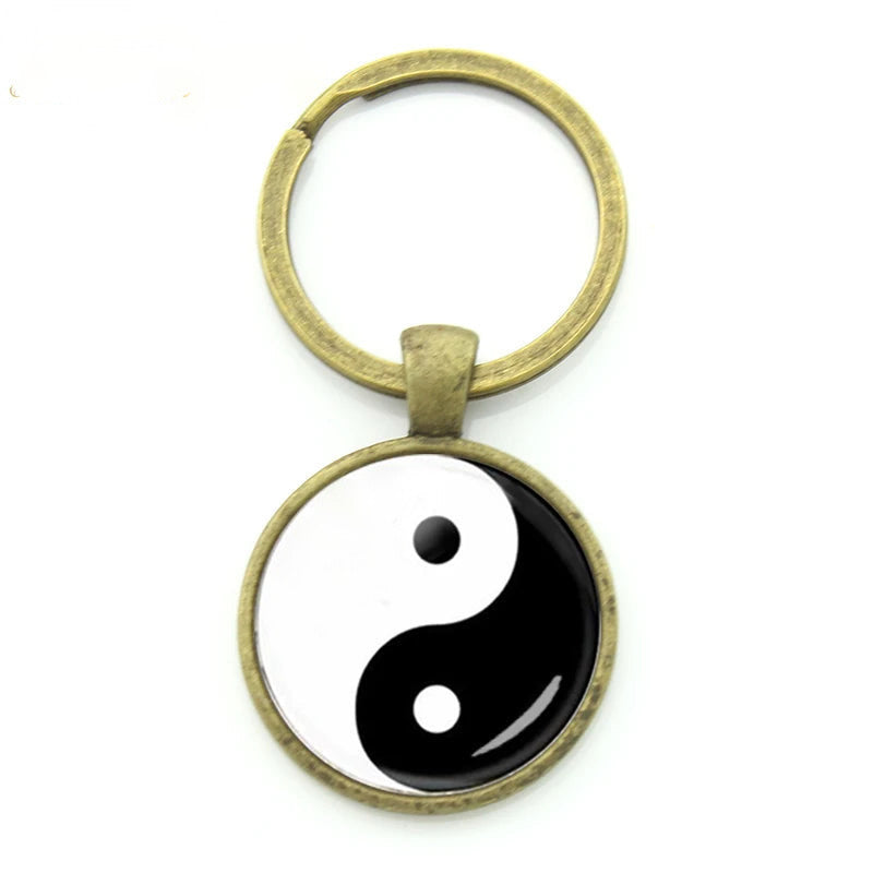 14 - Glass Yin Yang Keychain