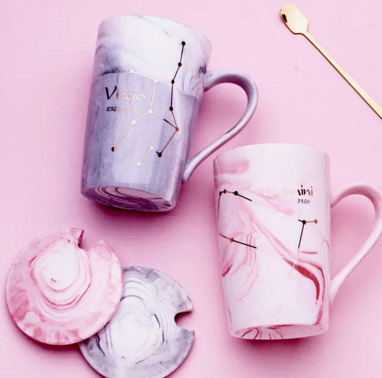 014 - Marble Constellation Coffee & Tea w/ Spoon and Lid Gift Set