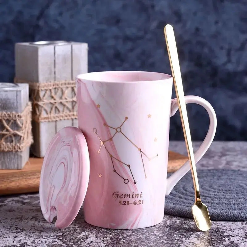 014 - Marble Constellation Coffee & Tea w/ Spoon and Lid Gift Set