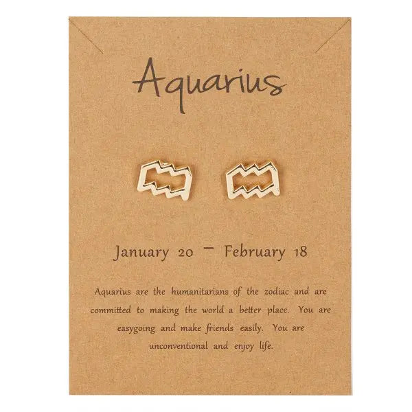 011 - Zodiac Sign Gold-Plated Stud Earrings