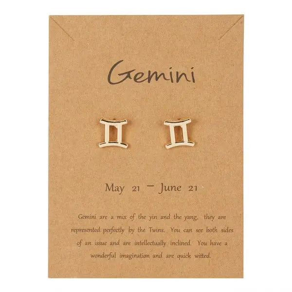 011 - Zodiac Sign Gold-Plated Stud Earrings