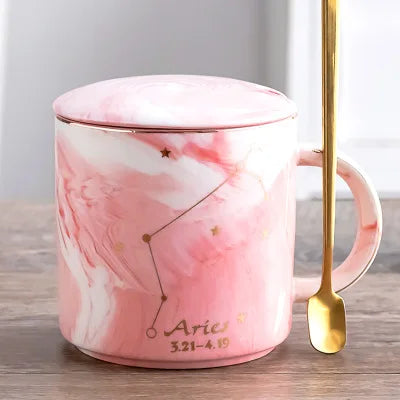 014 - Constellation Marble Cup w/ Lid and Spoon