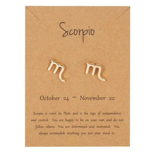 011 - Zodiac Sign Gold-Plated Stud Earrings