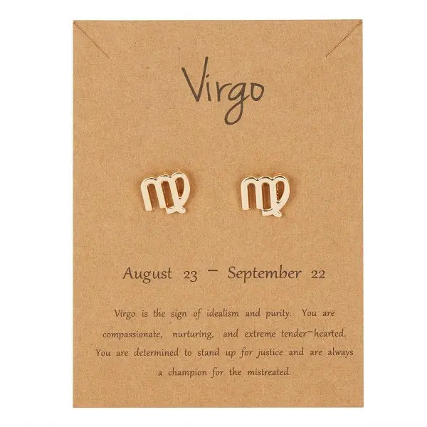 011 - Zodiac Sign Gold-Plated Stud Earrings