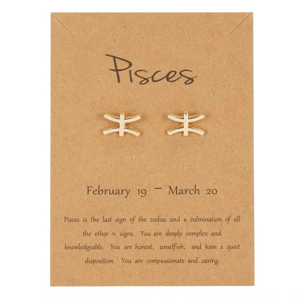 011 - Zodiac Sign Gold-Plated Stud Earrings