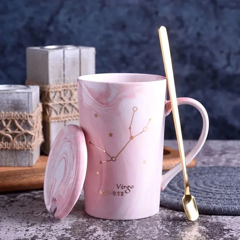 014 - Marble Constellation Coffee & Tea w/ Spoon and Lid Gift Set