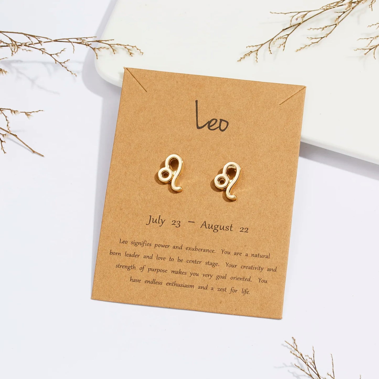 011 - Zodiac Sign Gold-Plated Stud Earrings