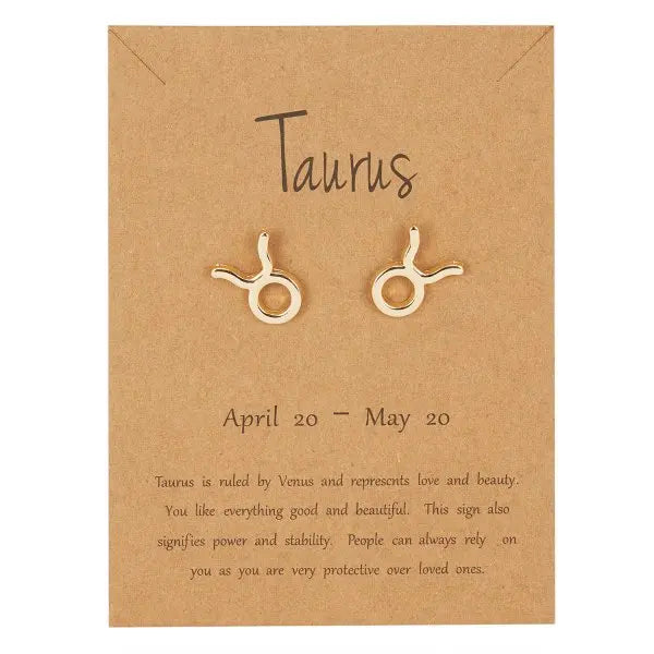 011 - Zodiac Sign Gold-Plated Stud Earrings