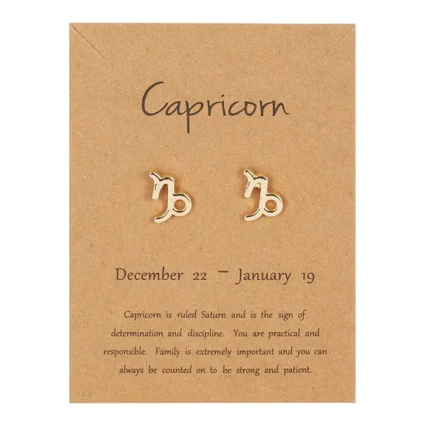 011 - Zodiac Sign Gold-Plated Stud Earrings