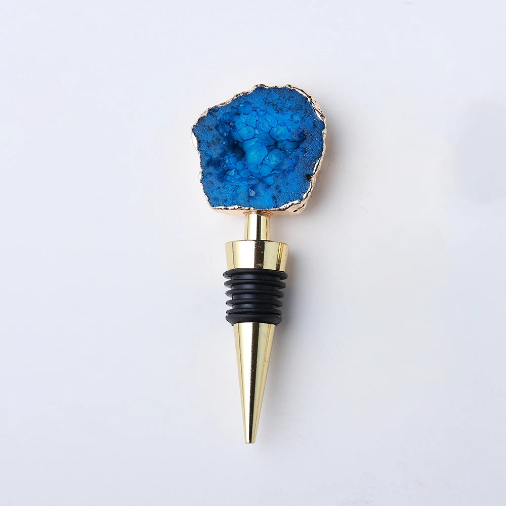 014 - Natural Druzy Crystal Wine Bottle Stopper