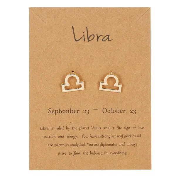 011 - Zodiac Sign Gold-Plated Stud Earrings