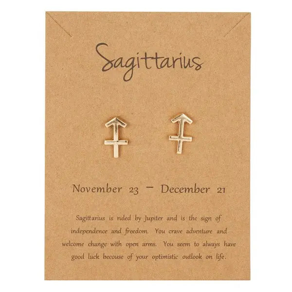 011 - Zodiac Sign Gold-Plated Stud Earrings