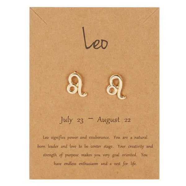011 - Zodiac Sign Gold-Plated Stud Earrings