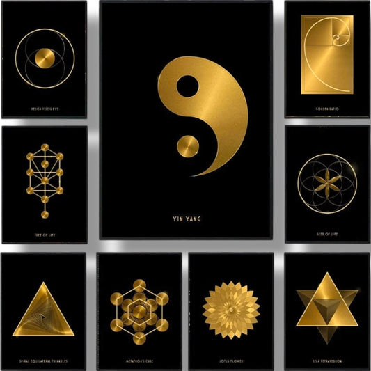 009 - Golden Geometry Canvas Print Wall Art