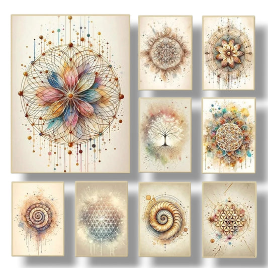009 - Boho Sacred Geometry Canvas Print Wall Art