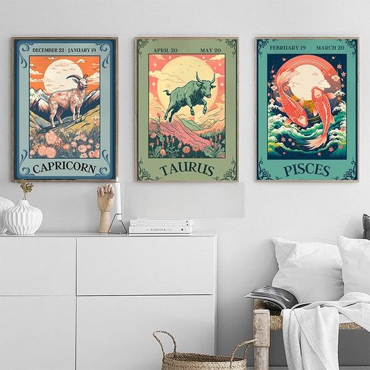 009 - Signs Of The Zodiac Tarot Canvas Wall Art