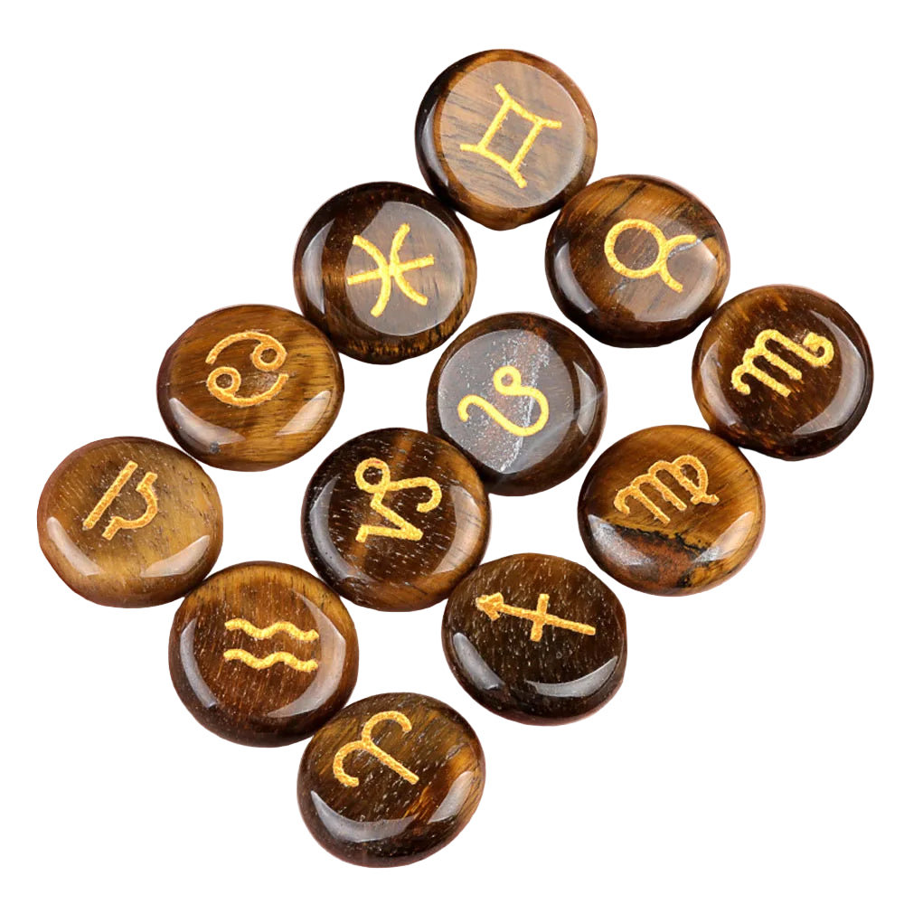 002 - Zodiac Natural Stone 12pc Runes Set