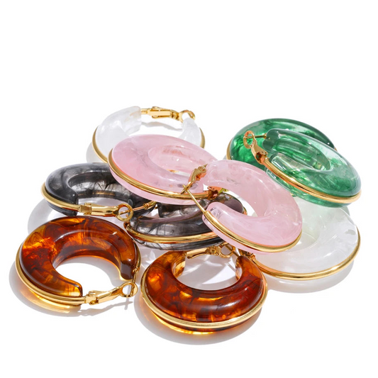 011 - Chunky Trendy Gold-Plated Hoop Earrings