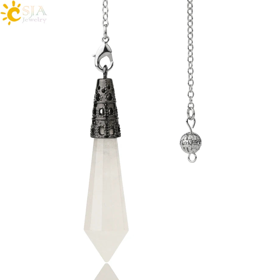 002 - Natural Rock Crystal Stone Pendulum