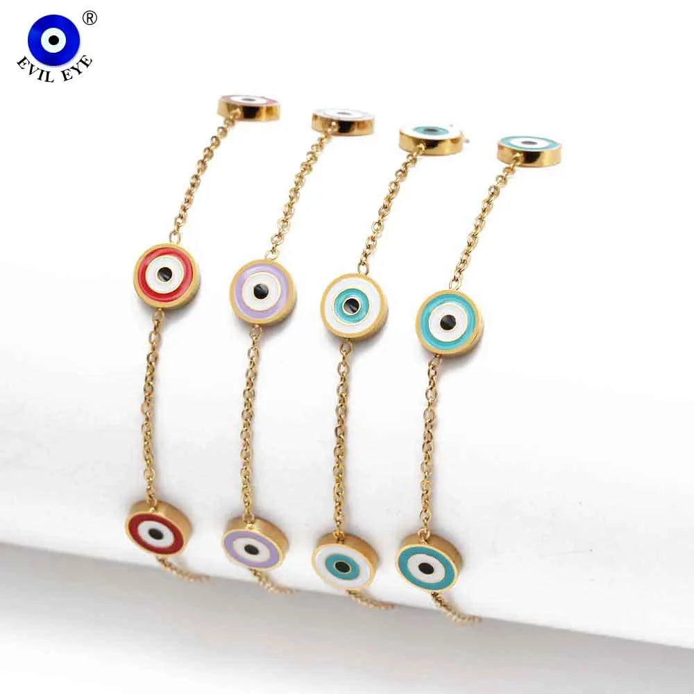 011 - Evil Eye Drip Oil Charm Bracelet