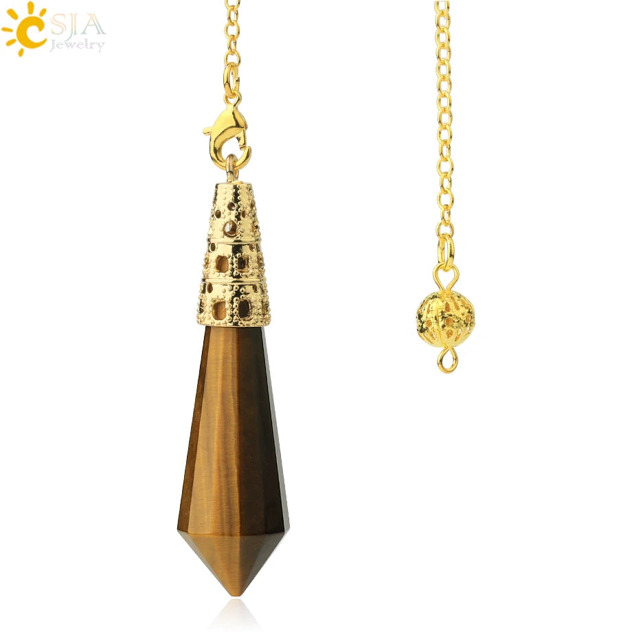 002 - Natural Rock Crystal Stone Pendulum