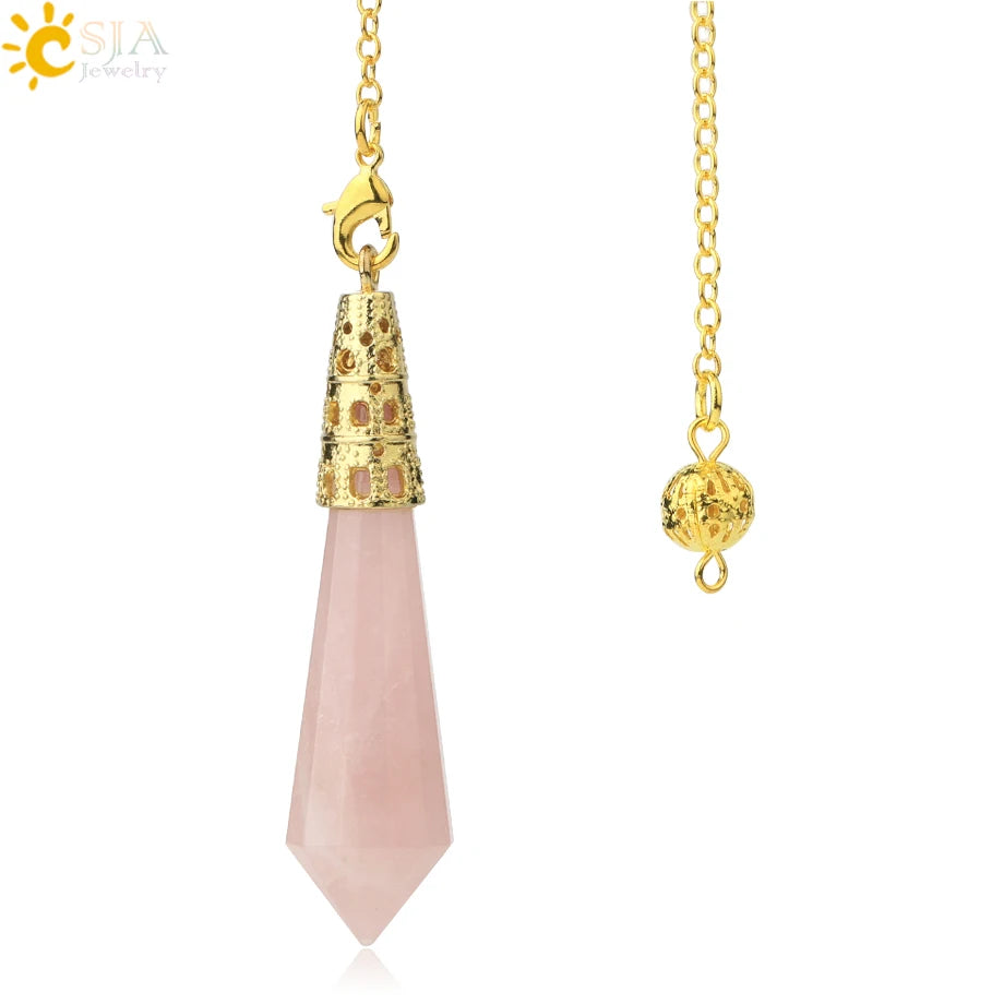 002 - Natural Rock Crystal Stone Pendulum