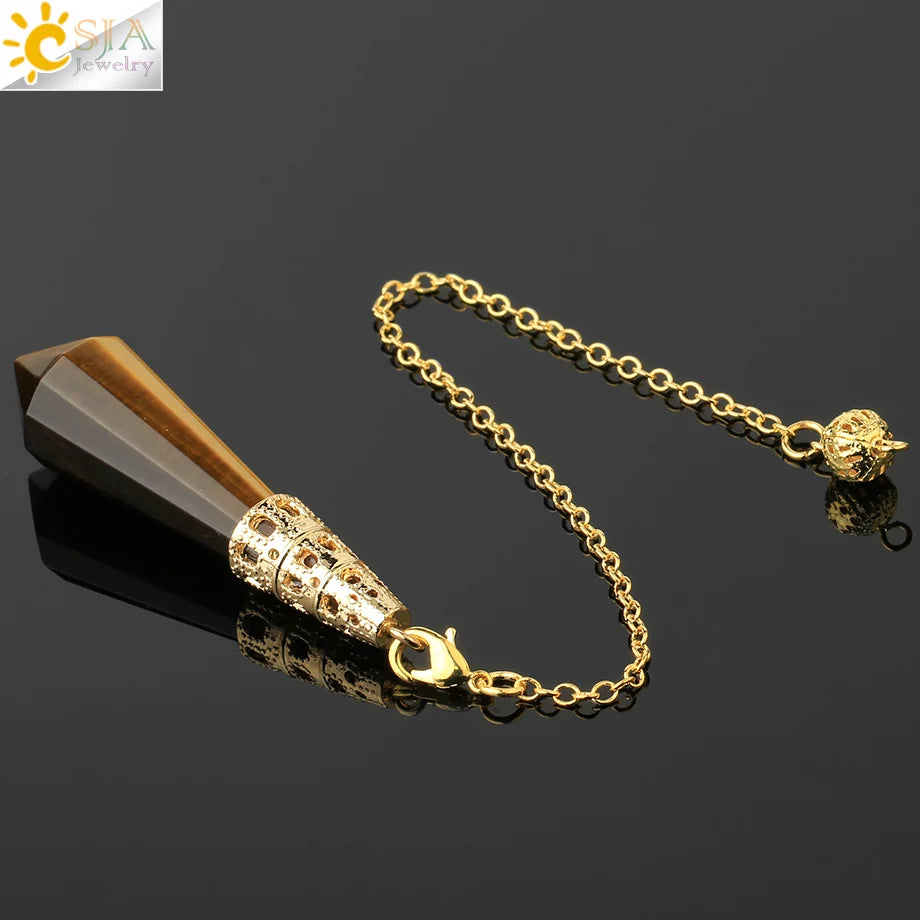 002 - Natural Rock Crystal Stone Pendulum