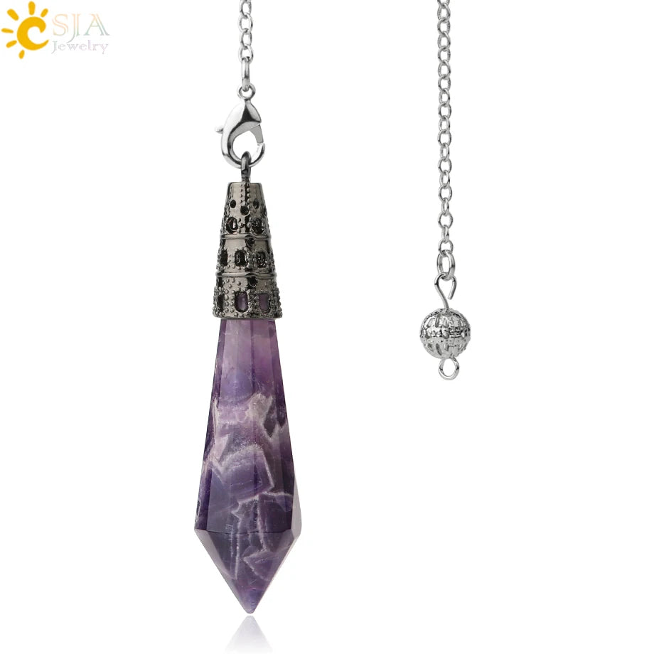 002 - Natural Rock Crystal Stone Pendulum