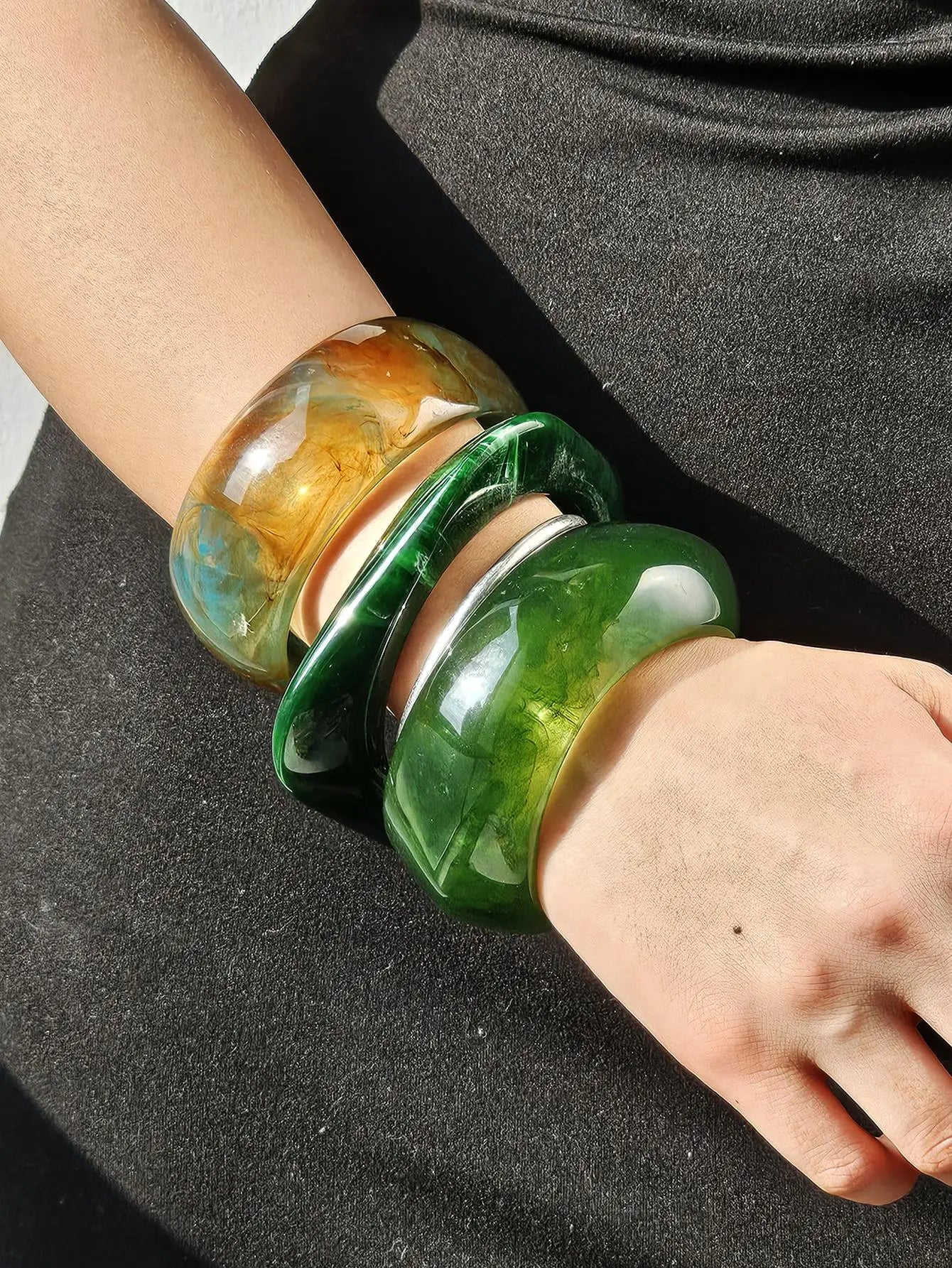 011 - Chunky Greens Bangle Bracelet