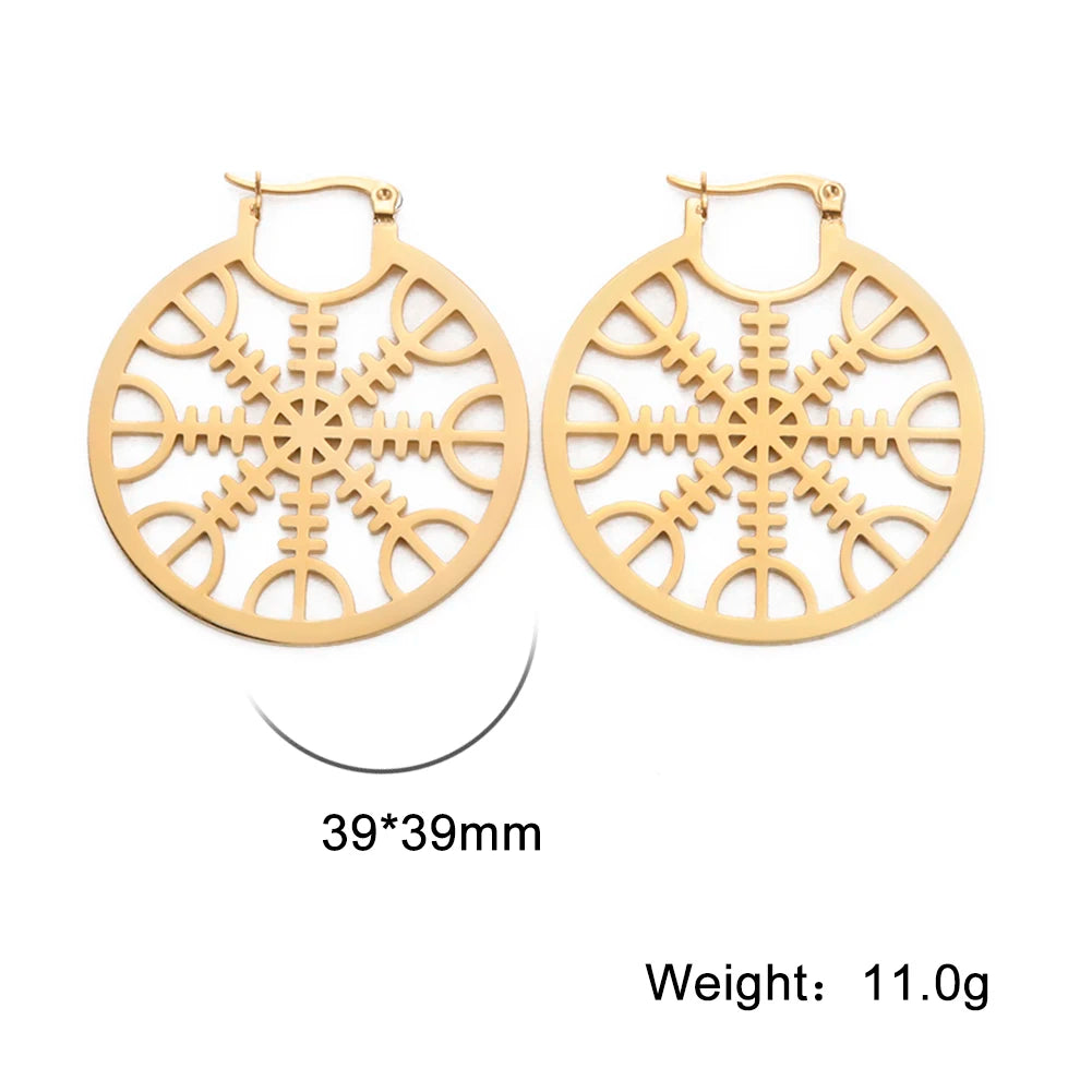 011 - Gothic Pentagram Hoop Style Earrings