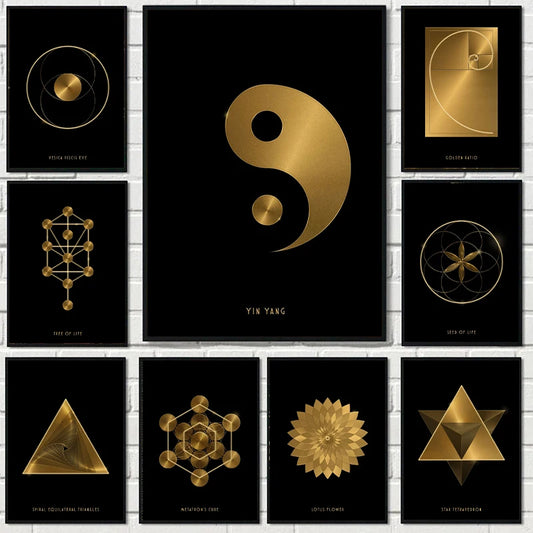009 - Golden Geometry Canvas Print Wall Art