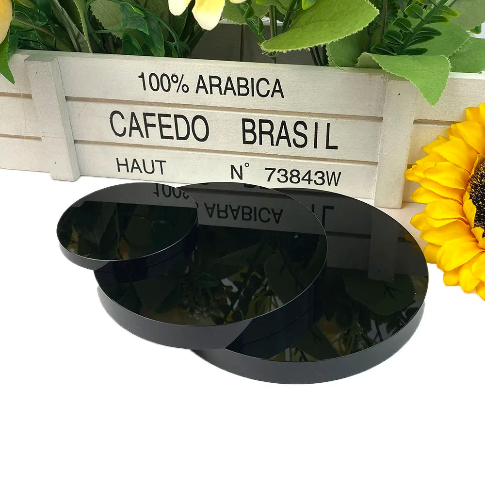 002 - High Quality Natural Black Obsidian Scrying Mirror Mirror w/ Stand