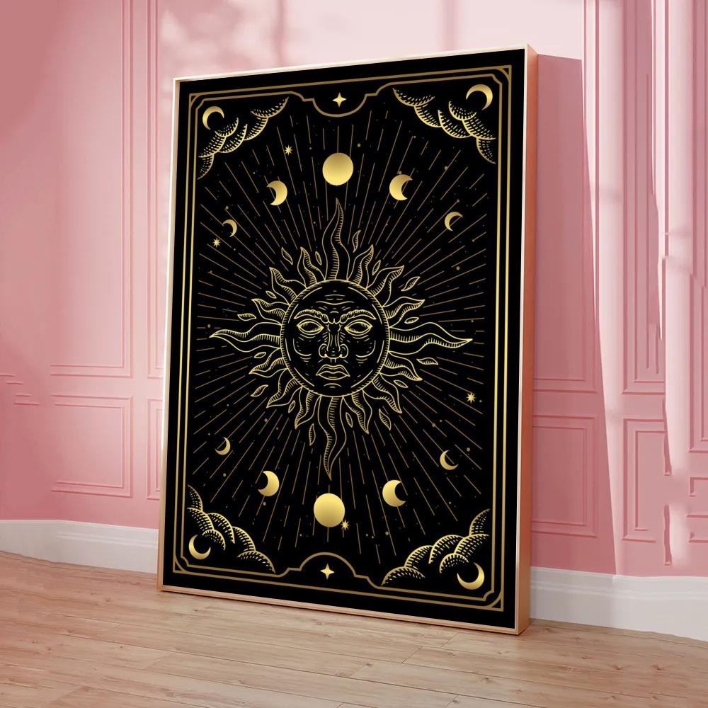 009 - The Sun Moon Tarot Card Canvas Art Wall Painting