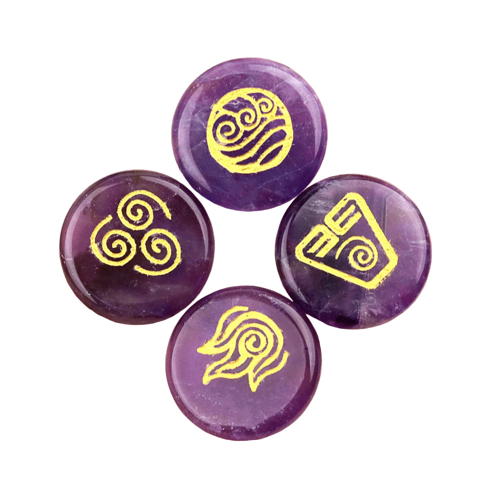 002 - Four Elements Natural Stone 4pc Runes Set