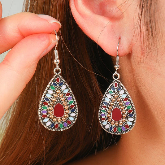 011 - Bohemian Bloom Water & Oil Drop Earrings