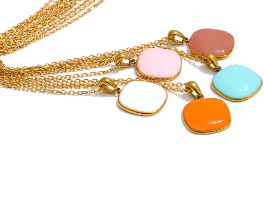 011 - Candy Coated 18K Gold-Plated Pendant Necklace