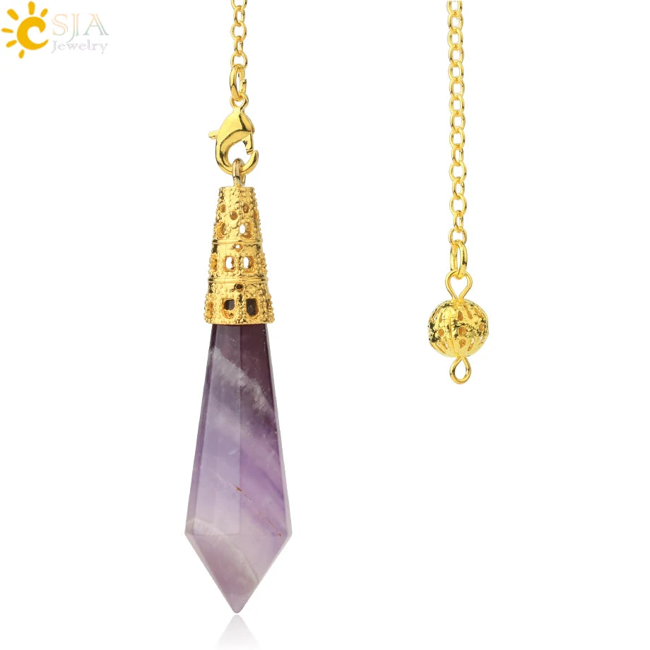 002 - Natural Rock Crystal Stone Pendulum