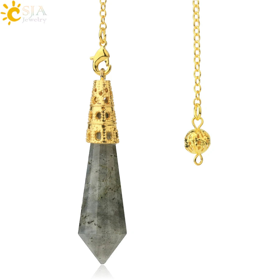 002 - Natural Rock Crystal Stone Pendulum
