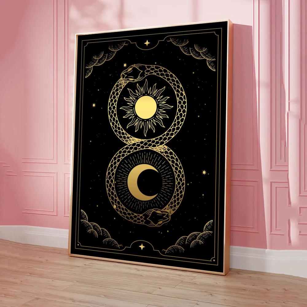 009 - The Sun Moon Tarot Card Canvas Art Wall Painting