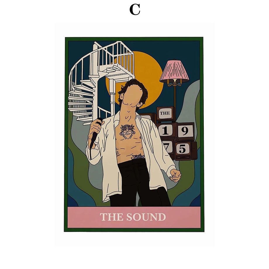 009 - Retro Band Tarot Canvas Print Wall Art