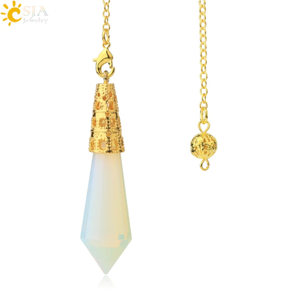 002 - Natural Rock Crystal Stone Pendulum