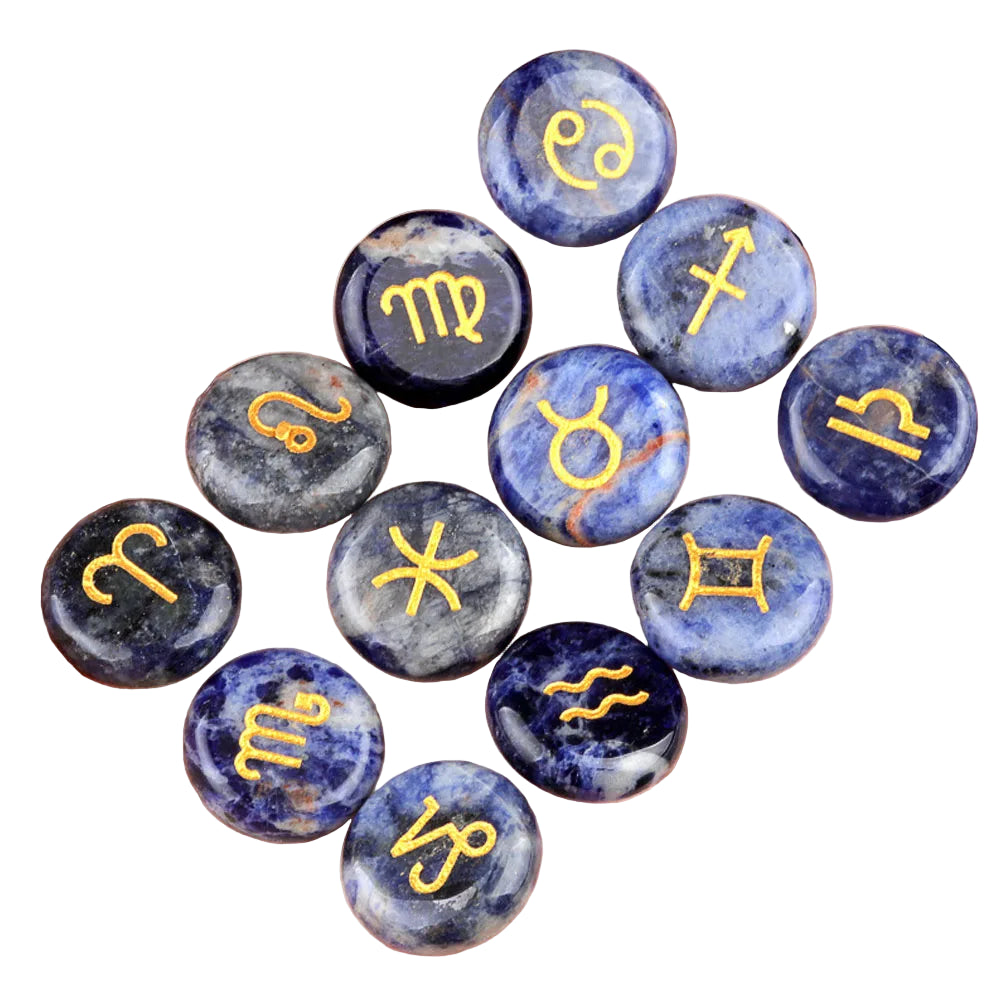002 - Zodiac Natural Stone 12pc Runes Set