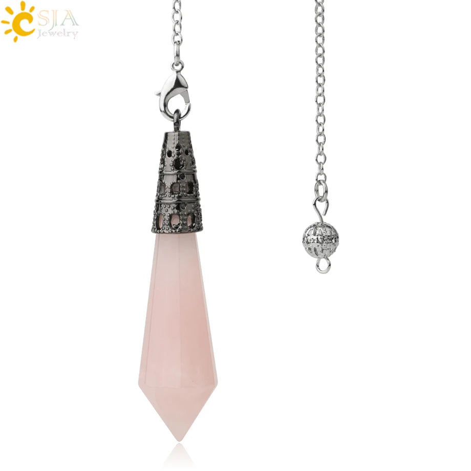 002 - Natural Rock Crystal Stone Pendulum