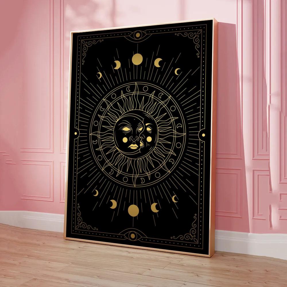 009 - The Sun Moon Tarot Card Canvas Art Wall Painting