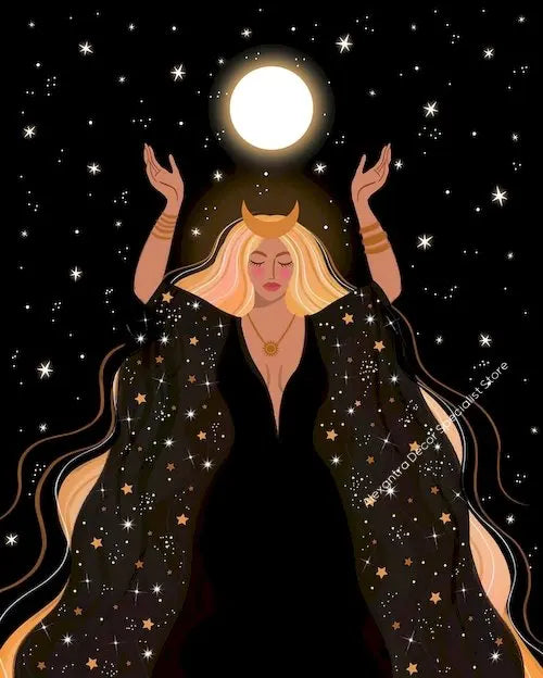 009 - Moon Witch Canvas Print Wall Art