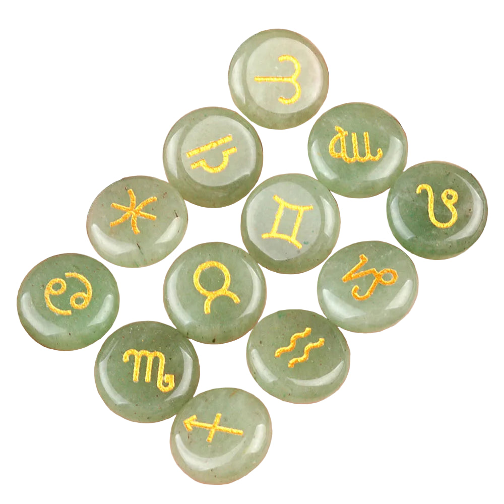 002 - Zodiac Natural Stone 12pc Runes Set