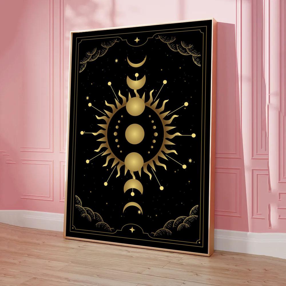 009 - The Sun Moon Tarot Card Canvas Art Wall Painting