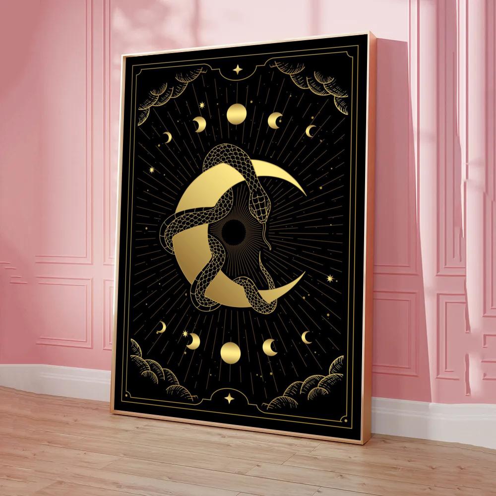 009 - The Sun Moon Tarot Card Canvas Art Wall Painting