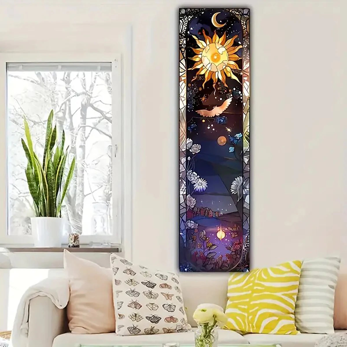 009 - Sun and Moon Botanical Tapestry Wall Hanging